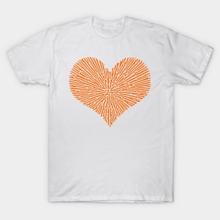 Turing Pattern Sunburst Love Heart (Orange) T-Shirt